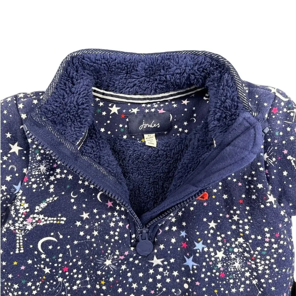 Joules Kids Navy Star Half-Zip Fleece-Lined Pullover Size 5 years